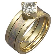 Modern Scaffolding Engagement Ring in Yellow Gold