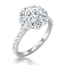 Round Flower Halo Engagement Ring 