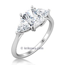 Three Stone Radiant & Trillion Cut Engagement Ring 