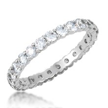 Shared Prong Wedding Band- 2.4mm Diamonds