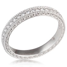 Narrow Vintage Diamond Wedding Band 