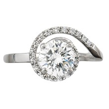 Delicate Pave Swirl Engagement Ring - top view