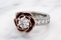 Wide Vintage Rose Engagement Ring	