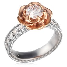Wide Vintage Rose Engagement Ring