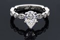 Pear Millegrained Pave Engagement Ring
