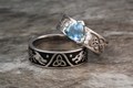 Celtic Knot Trinity Engagement Ring and Dragon Trinity Knot Wedding Band Set
