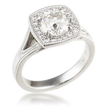 Cushion Halo Split Shank Engagement Ring 
