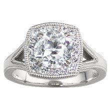Cushion Halo Split Shank Engagement Ring  - top view