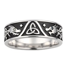 Dragon Celtic Trinity Wedding Band - top view