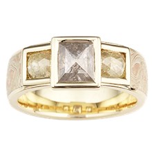 Three Pyramid Mokume Men's Ring - top view