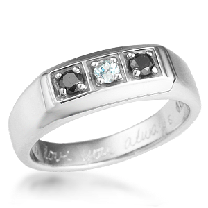 Bead Set Three Stone Mens Ring