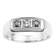 Bead Set Three Stone Mens Ring - top view