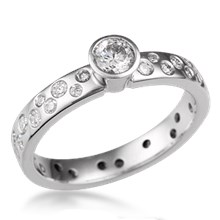 Scattered Diamond Engagement Ring