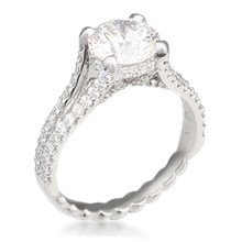 Secret Halo & Rope Twist Band Engagement Ring