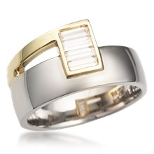 Modern Two Tone Baguette Wedding Band