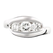 Three Stone Wave Engagement Ring  - top view