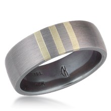 Three Vertical Stripe Inlay Wedding Band