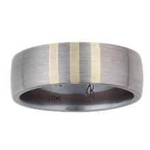 Three Vertical Stripe Inlay Wedding Band - top view