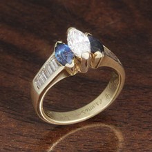 Diamond & Sapphire Three Stone Engagement Ring