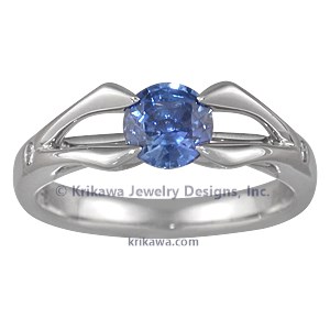 Carved Branch Engagement Ring with Blue Sapphire and Diamond Accents