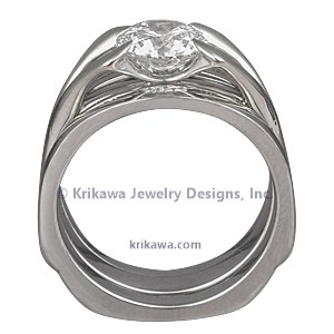 Carved Branch Modern Engagement Ring with Enhancer