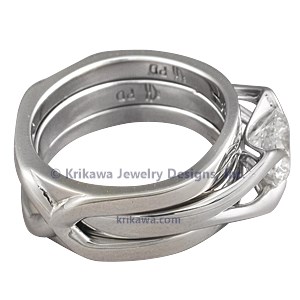 Carved Branch Modern Engagement Ring with Enhancer