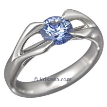 Carved Branch Unique Engagement ring with Blue Sapphire