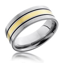 Flat Darkened Groove Gold Inlay Band