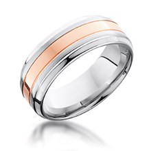 Beveled Edge Groove Gold Inlay Band
