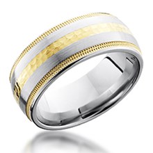 Gold Inlay Band with Gold Millegrain