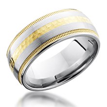 Gold Inlay Band with Gold Millegrain