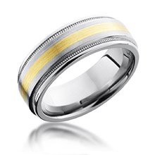 Gold Inlay Band with Millegrain Grooves