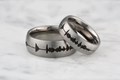 Sound Wave Wedding Band Set in Titanium