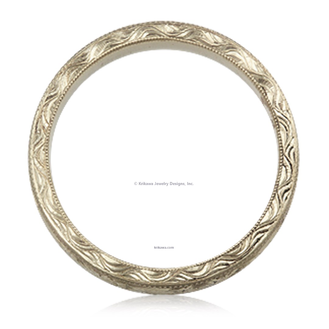 Hand Engraved Swirl Wedding Band 
