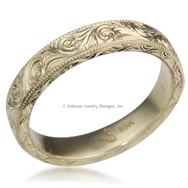 Hand Engraved Swirl Wedding Band 