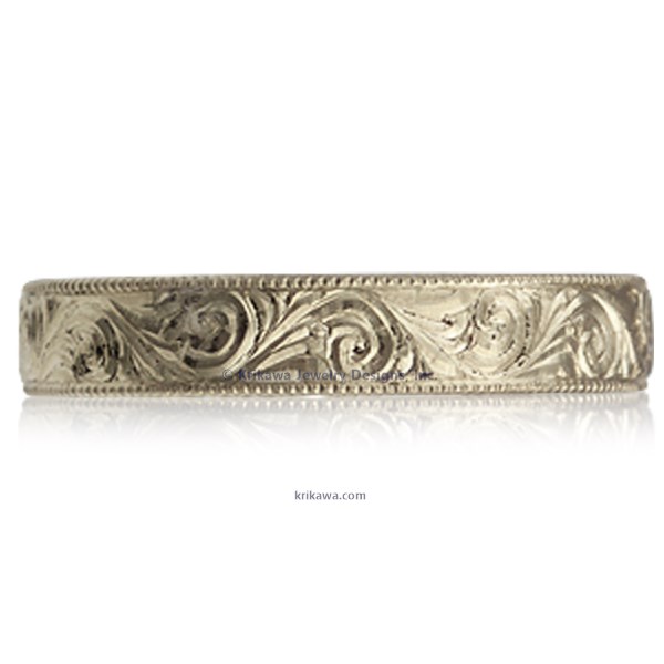 Hand Engraved Swirl Wedding Band 