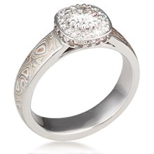 Mokume Halo Engagement Ring