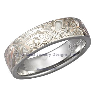 Champagne Mokume Gane Wedding Band with a Heavy Etch and High Polish