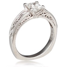 Vintage Scrollwork Solitaire Engagement Ring
