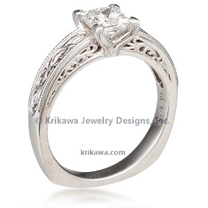 Vintage Scrollwork Solitaire Engagement Ring