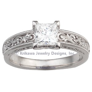 Vintage Scrollwork Solitaire Engagement Ring