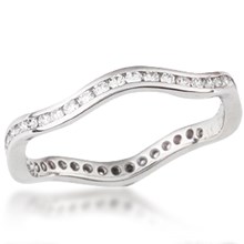 Diamond Channel Wave Wedding Band