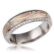 Mokume Juicy Double Diamond Wedding Band