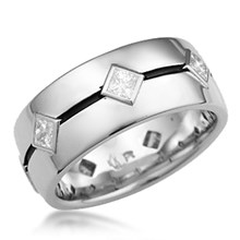 Grooved Princess Wedding Band