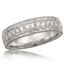 Wide Vintage Diamond Wedding Band
