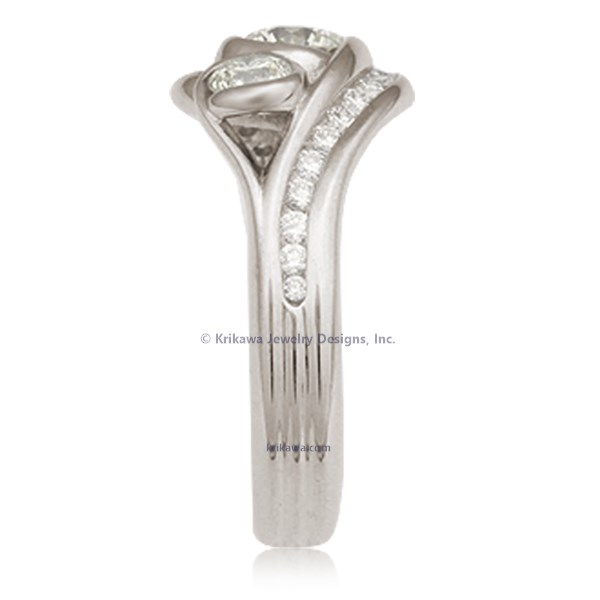 Three Stone Channel Wave Engagement Ring