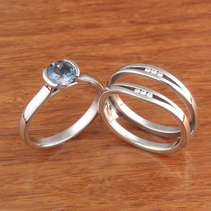 Modern Cathedral Engagement Ring with Enhancer