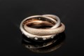 Rolling Rings with Champagne Mokume Gane, Palladium, and 14k White gold