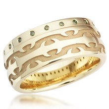 Flush Diamond Tribal Thorn Wedding Band