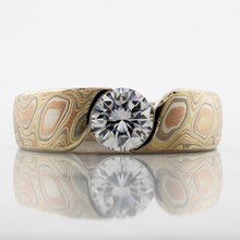 Autumn Mokume Wave Engagement Ring - top view
